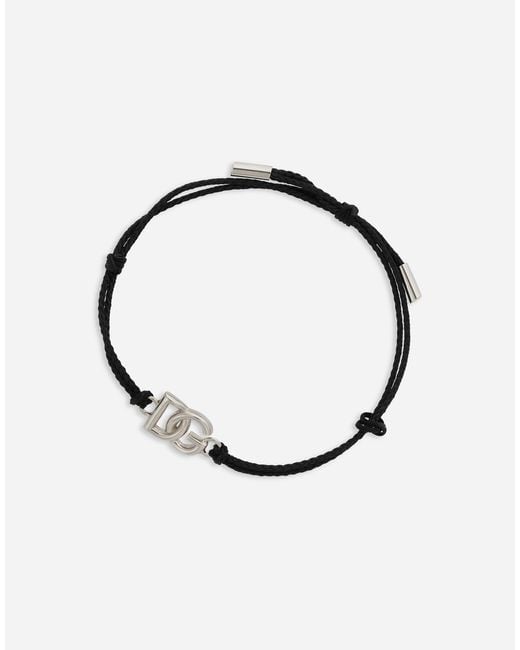Dolce & Gabbana White Cord Bracelet With Dg Logo for men