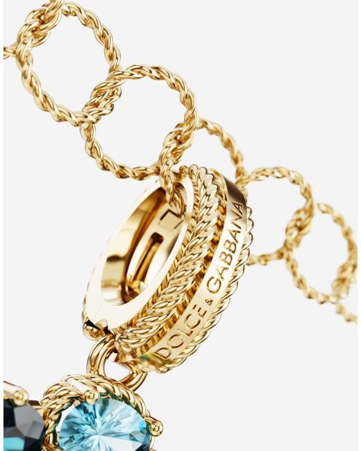 Dolce & Gabbana White Charm S Lettering 18Kt And Multicolored Gems