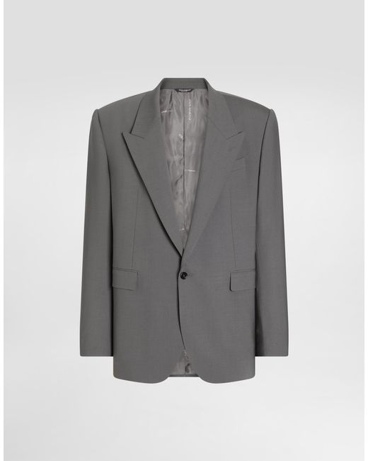 Dolce & Gabbana Gray Palermo Single-Breasted Wool Jacket for men