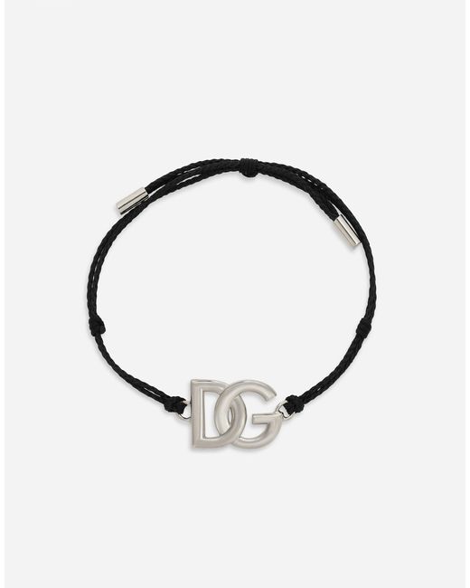 Dolce & Gabbana Metallic Cord Bracelet With Large Dg Logo for men