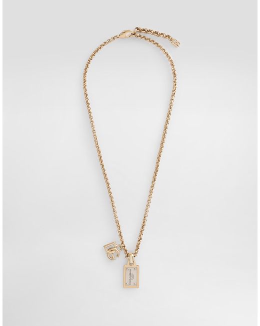 Dolce & Gabbana Metallic Link Necklace With Dg Logo And Tag