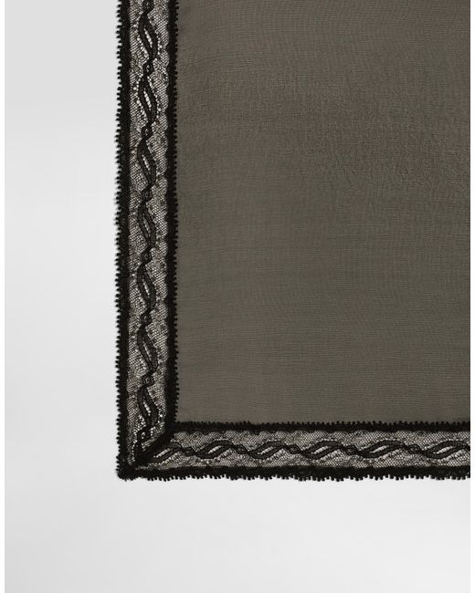 Dolce & Gabbana Green Silk-Blend Lace-Trim Scarf