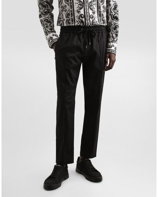 Dolce & Gabbana Black Cotton Gabardine Jogging Trousers for men