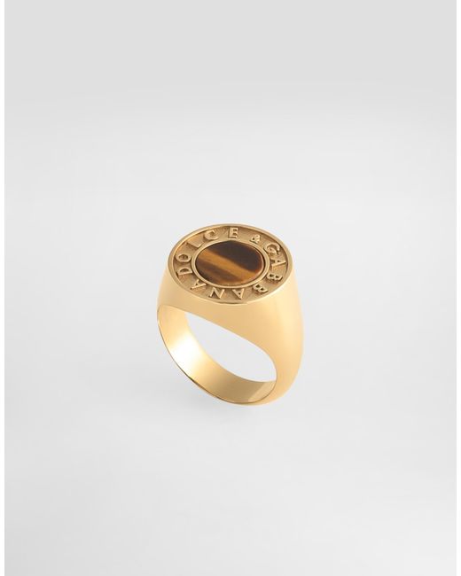 Dolce & Gabbana White Logo Ring With Stone for men