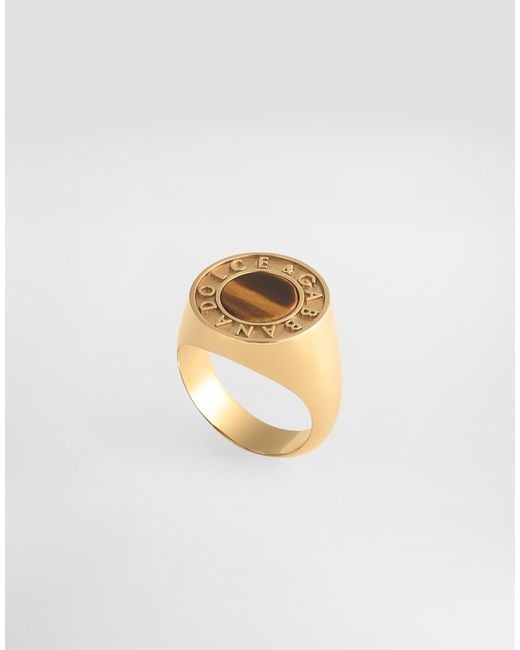 Dolce & Gabbana Logo Ring With Stone in White für Herren