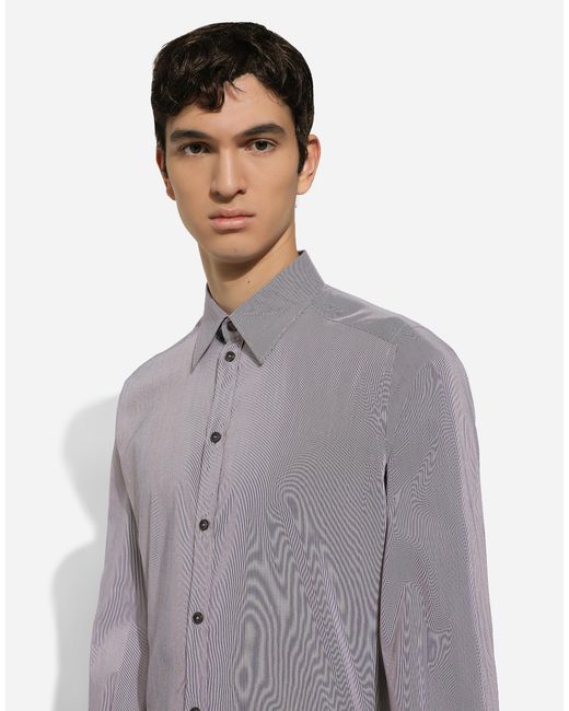 Dolce & Gabbana Blue Cotton Martini-Fit Shirt for men
