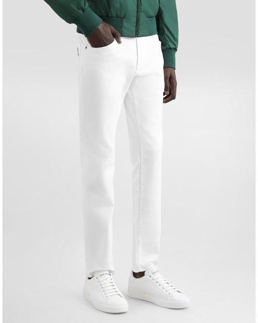 Dolce & Gabbana White Regular Stretch Jeans for men