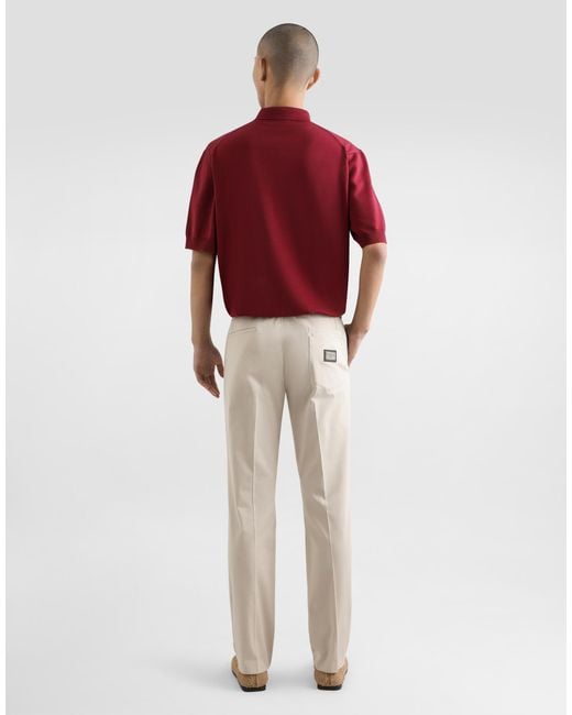 Dolce & Gabbana Red Wool Polo-Shirt With Branded Tag for men