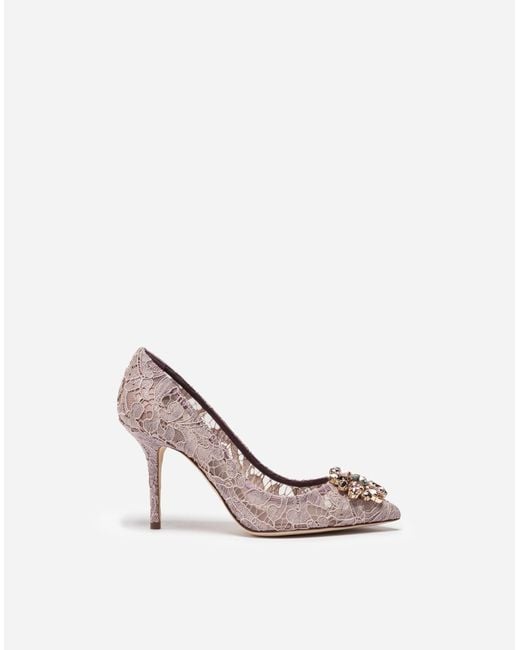 Dolce & Gabbana Multicolor Lace Pumps With Brooch Detailing