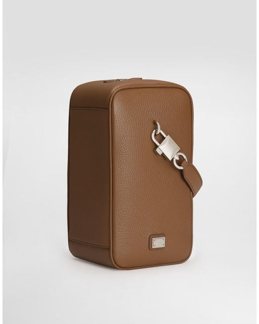 Dolce & Gabbana Lock Calfskin Handbag in Brown für Herren