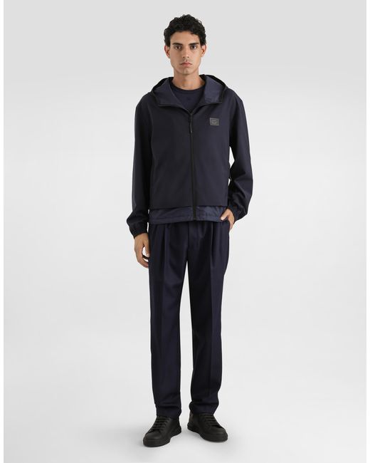 Dolce & Gabbana Blue Garment-Dyed Wool Joggers for men