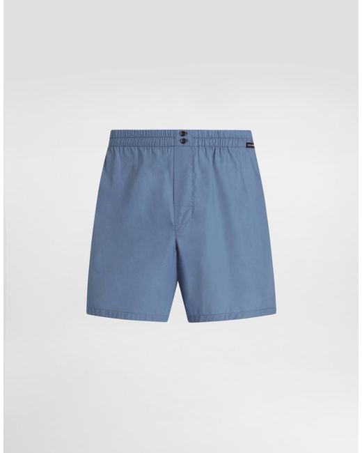 Dolce & Gabbana Blue Cotton Poplin Boxer Shorts for men