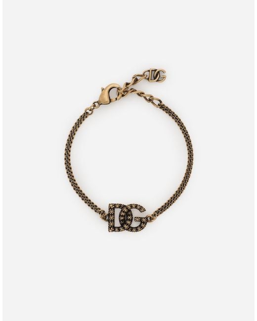 Dolce & Gabbana Metallic Link Bracelet With Dg Logo