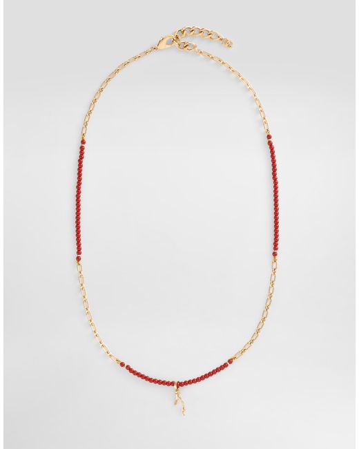 Dolce & Gabbana White Metal Necklace With Gemstones And Charms for men