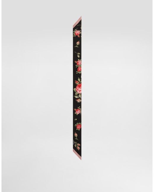 Dolce & Gabbana White Rose Bouquet-Print Silk Twill Bandeau 6X100