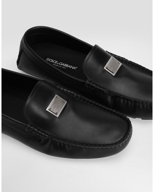 Dolce & Gabbana White Dg Driver Calfskin Loafers for men