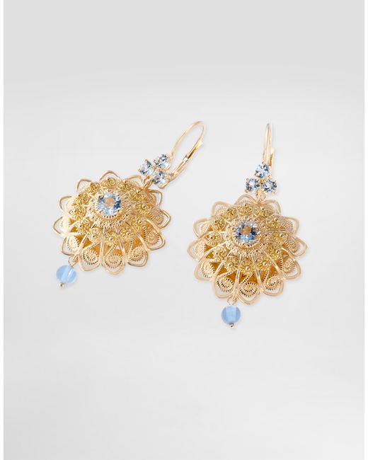 Dolce & Gabbana Filigree Earrings 18-Carat And Aquamarines White