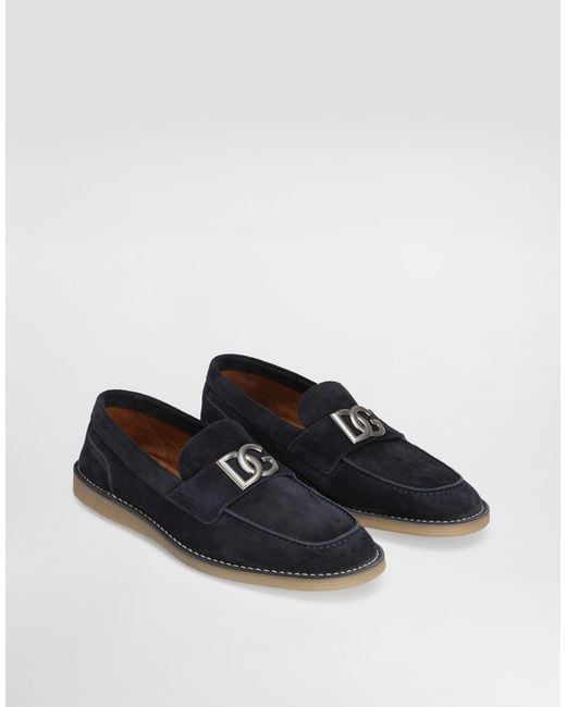 Dolce & Gabbana White Suede Loafers for men