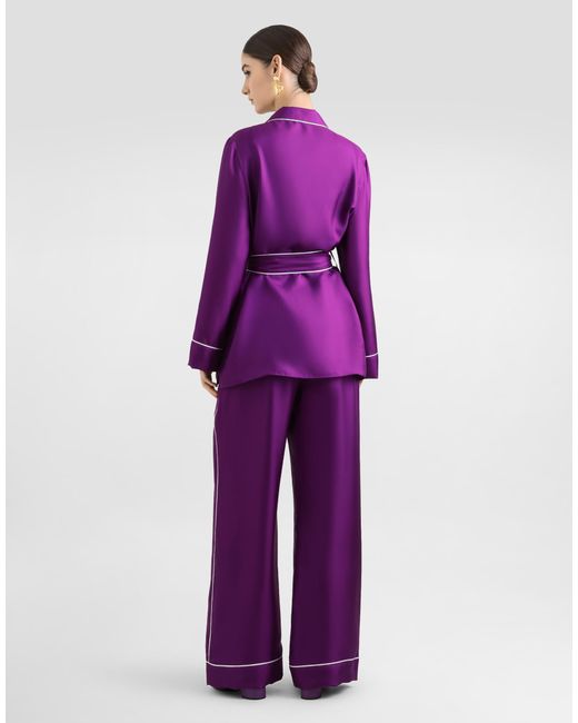 Dolce & Gabbana Purple Silk Twill Vanity Pants