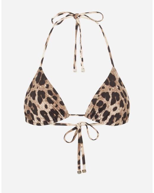 Dolce & Gabbana Multicolor Leopard-Print Triangle Bikini Top