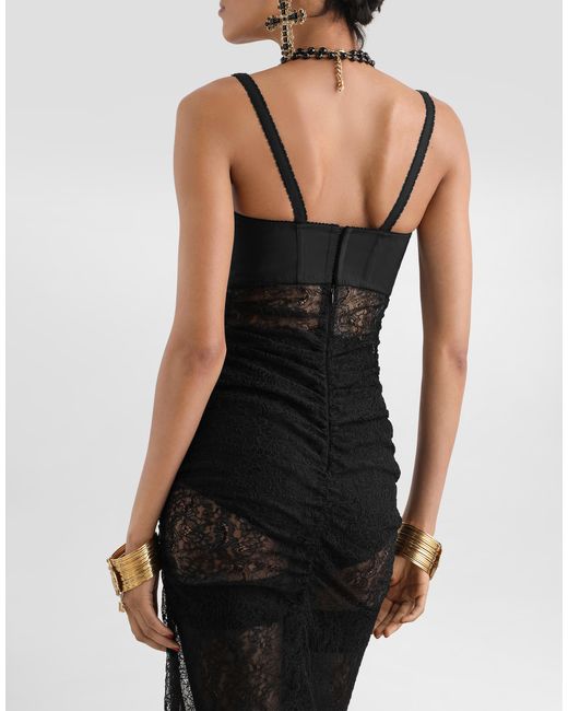 Robe Midi En Dentelle Dolce & Gabbana en coloris Black