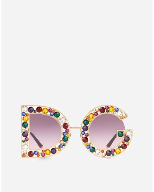 Dg Crystal Sunglasses di Dolce & Gabbana in Multicolor