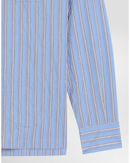 Dolce & Gabbana Blue Crinkled Striped Fabric Vanity Shirt for men