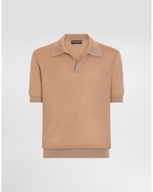 Dolce & Gabbana Natural Cashmere Polo Shirt for men