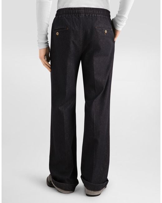 Dolce & Gabbana Blue Denim Joggers With Patch for men