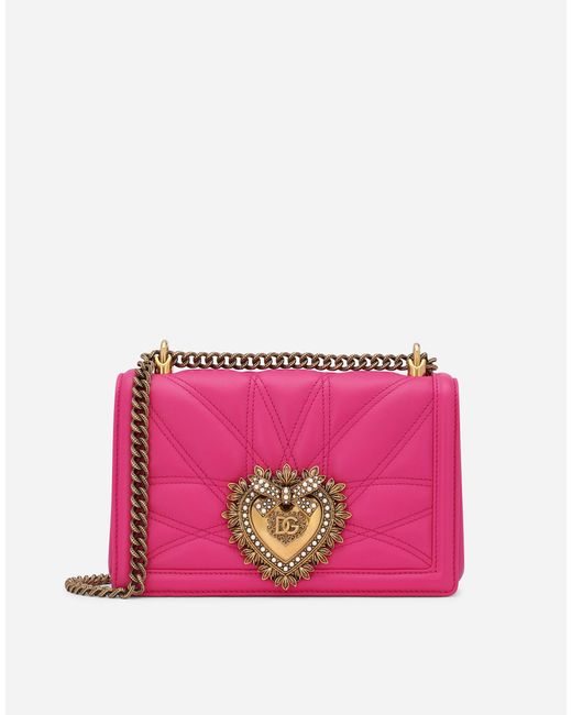 Dolce & Gabbana Medium Devotion Bag In Quilted Nappa Leather in Pink | Lyst