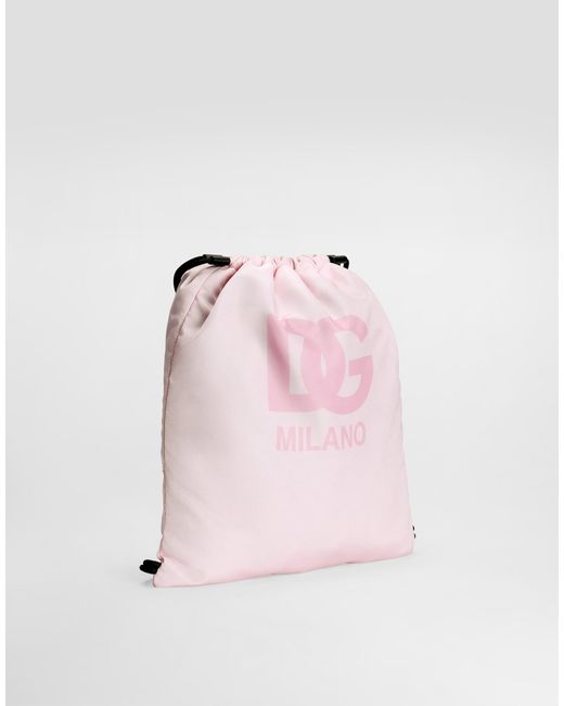 Dolce & Gabbana Pink Nylon Backpack With Printed Logo for men