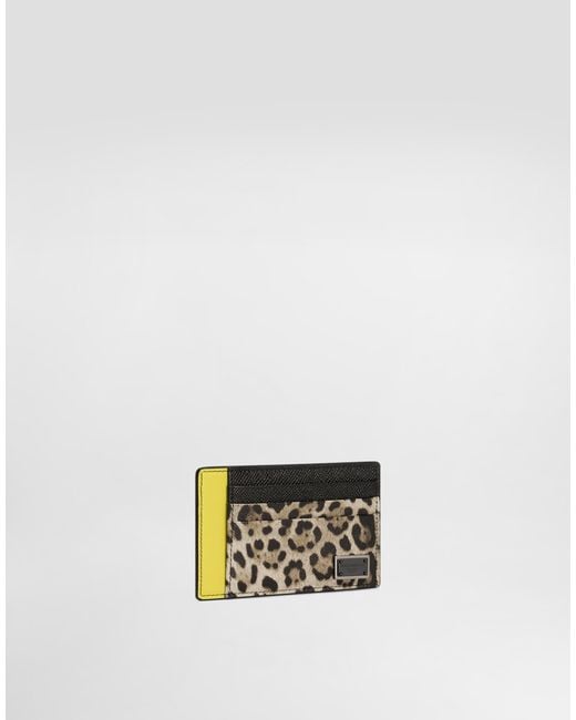 Dolce & Gabbana White Saffiano Leather Card Holder With Animalier Insert for men