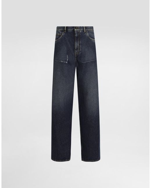Denim Cotton Trousers Dolce & Gabbana de hombre de color Blue