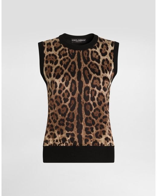 Dolce & Gabbana Black Leo- Wool Top