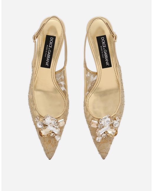 Dolce & Gabbana Natural Lace Slingbacks