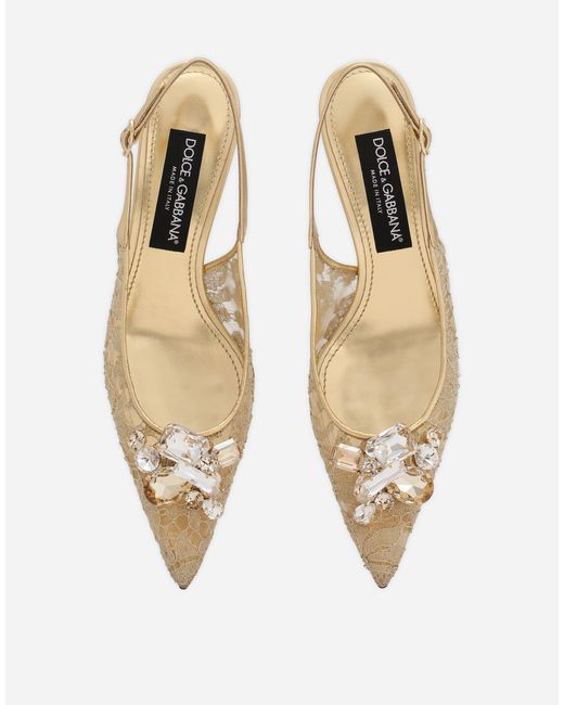 Dolce & Gabbana スリングバックパンプス レインボーレース ルレックスレース Natural