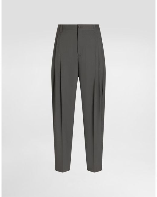 Dolce & Gabbana Gray Wool Trousers for men