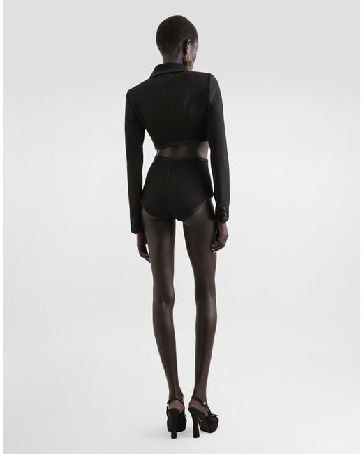 Dolce & Gabbana Black Kurze Hose Im Panty-Stil Aus Wollstoff