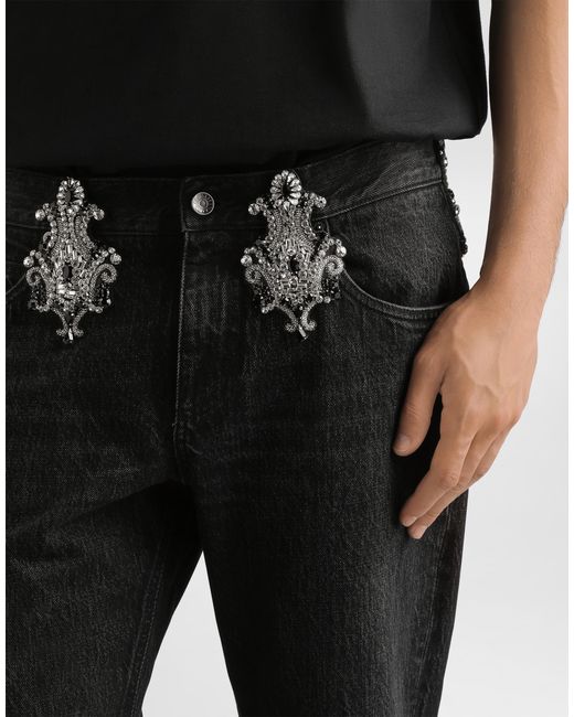 Dolce & Gabbana Black Denim Trousers for men