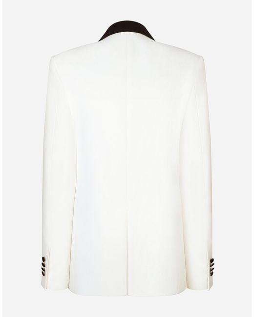 Dolce & Gabbana Natural Double-Breasted Jacket With Peak Revers