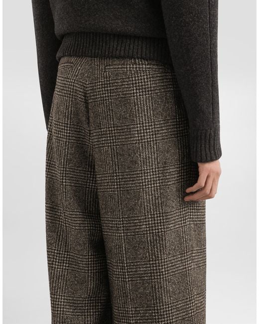 メンズ Dolce & Gabbana Alpaca Blend Glen Plaid Trousers Gray