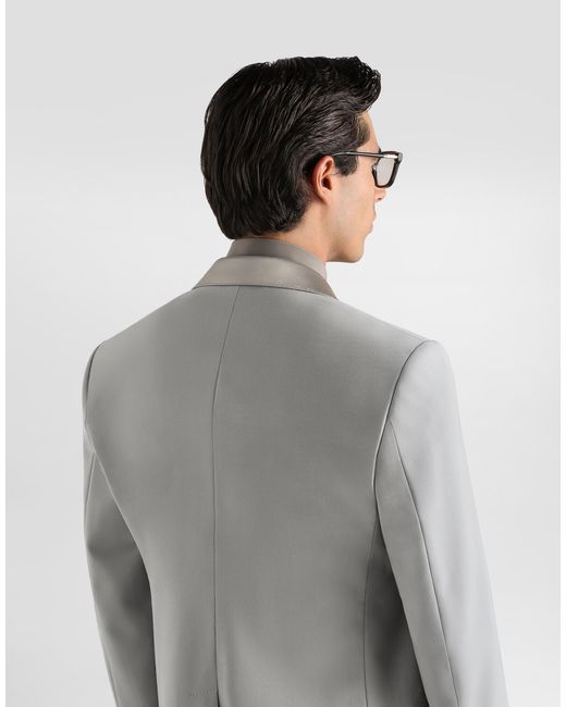 Dolce & Gabbana Gray Sicilia Light Single-Breasted Micro-Rib Tuxedo Jacket for men
