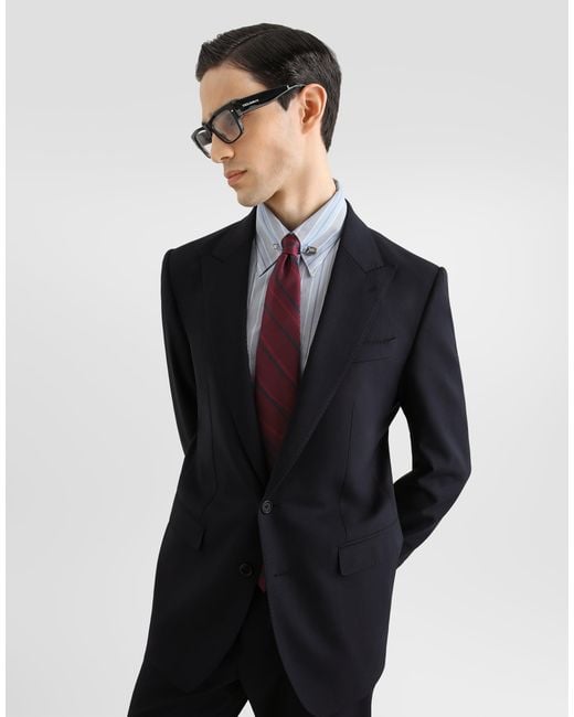 Dolce & Gabbana Blue Single-Breasted Martini Light Wool Gabardine Suit for men