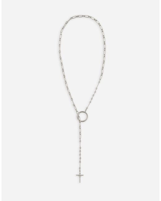 Rosary Necklace With Chain Detailing Dolce & Gabbana de color White