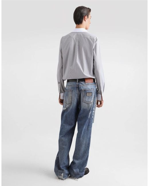 Dolce & Gabbana Blue Oversize Cotton Jeans With Tag for men