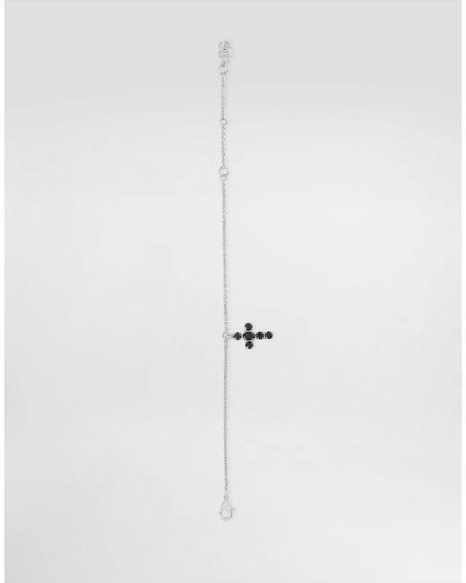 Pulsera De Cadena Con Colgantes De Cruz De Strass Dolce & Gabbana de color White