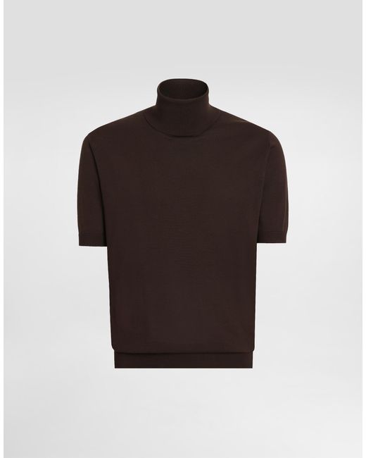 Dolce & Gabbana Rollkragenpullover Mit Kurzen Ärmeln Aus Baumwolle in Brown für Herren