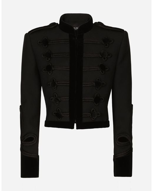 Dolce & Gabbana Black Double Wool Gabardine Tailcoat With Epaulets