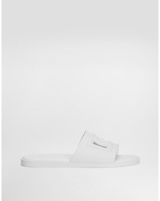 メンズ Dolce & Gabbana ビーチウェアスライドサンダル ラバー White