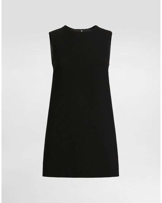 Dolce & Gabbana Black Short Wool Crepe A-Line Dress